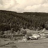 Bild0295 Die Hähnchesmühle (Hänges Mühle) am Ende der Talstrasse im Aartal. Hier eine künstlerische Bearbeitung, bei der die Mühle so aussieht vor Bau des Gasthauses...