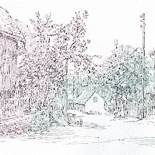 Bild0073 "Kreuzgasse". Eine Federzeichnung von Karola Vietor-Pierson.