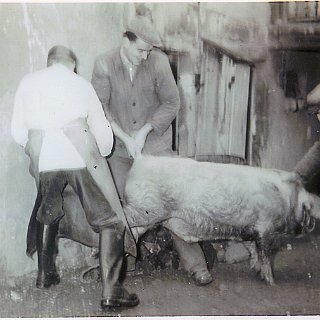Bild0142 v.l.n.r. Jakob Hamm (Metzger), Willi Scheidt, Karl Scheidt