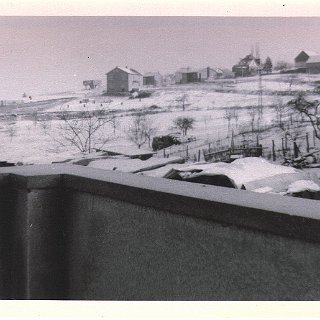 Bild0053 Blick von der Haustür Wutschka in Richtung Biengärten, Roßbachhöhe. Rechts hinten die "Villa".