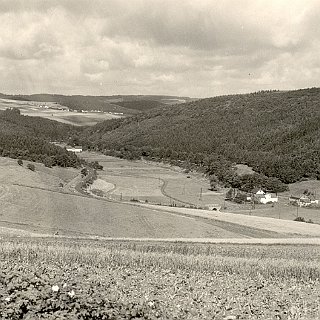 Bild0293 Die Hähnchesmühle (Hänges Mühle) am Ende der Talstrasse im Aartal. Hier eine künstlerische Bearbeitung, bei der die Mühle so aussieht vor Bau des Gasthauses...